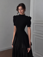 Black Tiered Evening Maxi Dress - Black