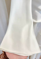 Ivory Square-Neck Ruffle Long-Sleeve Party Dress - garment detail
