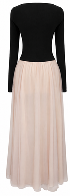 Black and Blush Tulle Evening Maxi Dress - garment detail
