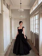 Black Sweetheart Full-Skirt Prom Maxi Dress - Black