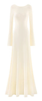 Boat-Neck Long-Sleeve Fitted Evening Maxi Dress - garment detail