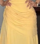 Yellow Ruched Strappy Prom Maxi Dress - garment detail