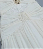 White Off-Shoulder Pleated Evening Maxi Dress - garment detail