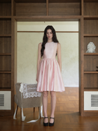 Sleeveless Round-Neck A-Line Cocktail Midi Dress - Pink