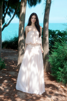 Apricot Strapless Drawstring Evening Maxi Dress, apricot, additional view