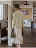French Vintage Floral Tencel Midi Skirt
