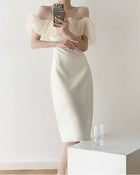 Off-Shoulder Ruffle Corset Mini Dress - garment detail