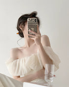 Off-Shoulder Ruffle Corset Mini Dress - garment detail
