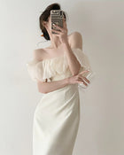 Off-Shoulder Ruffle Corset Mini Dress - garment detail
