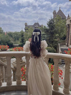 Floral Corset Long-Sleeve Maxi Dress - garment detail