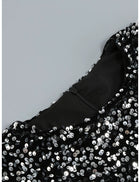 Long-Sleeve Sequin Feather-Cuff Midi Dress - garment detail