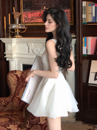 Square-Neck Tulle A-Line Dress - White / Mini