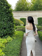One-Shoulder Ruched Fitted Dress - garment detail