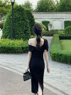 One-Shoulder Ruched Fitted Dress - garment detail