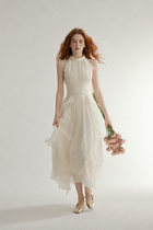 Ivory Halter Tiered-Ruffle Midi Dress - Ivory