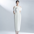 White Cold-Shoulder Bow-Detail Maxi Dress - White