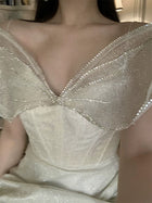 White Off-Shoulder Corset Mini Dress - garment detail