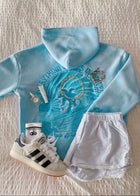 "Everything Comes in Waves” Hoodie in Blue