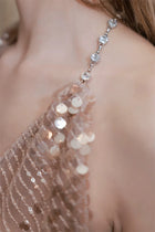 Gold-Tone Embellished Halter Mini Dress - garment detail