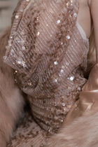 Gold-Tone Embellished Halter Mini Dress - garment detail