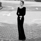 Black Embellished-Neck Velvet Maxi Dress - Black