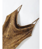 Gold Cowl Neck Satin Slip Dress - garment detail or back view