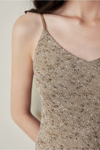 Metallic Knit Slip Midi Dress - garment detail