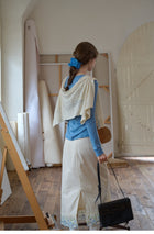 Women's 100% Cotton Embroidered Two-Piece Set | Peter Pan Collar Blouse & Maxi Skirt