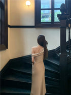 Draped One-Shoulder Fitted Dress - garment detail