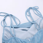 Blue Cowl-Neck Ruched Strap Maxi Dress - garment detail