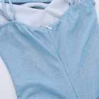 Blue Cowl-Neck Ruched Strap Maxi Dress - garment detail