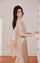 Mermaid Slip Dress with Matching Sheer Overlay - Champagne
