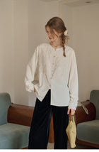French Embroidered Crew Neck Blouse