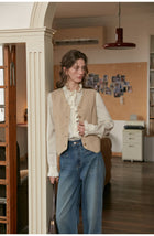 French Court Style Lace Ruffle Tencel Cotton Blouse