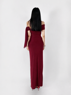 Asymmetric Off-Shoulder Ruched Maxi Dress - Burgundy