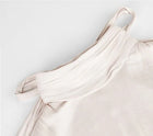 Champagne High-Neck Pleated Evening Maxi Dress - garment detail