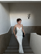 Ivory Floral Lace Spaghetti Strap Maxi Dress - Ivory