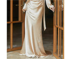 Gold Satin Corset Gown with Detachable Sleeves - garment detail