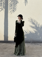 Deep Green Square-Neck Velvet Mermaid Maxi Dress - Deep Green