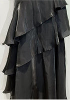 Black Off-Shoulder Ruffle Mermaid Evening Dress - garment detail