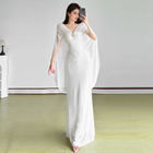 Draped Convertible Mesh Evening Maxi Dress - White