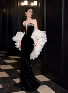 Black Strapless Mermaid Evening Gown - Black
