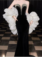Black Strapless Mermaid Evening Gown - garment detail