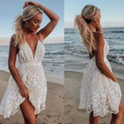 Women's Deep V-Neck Lace Cover-Up Dress with Open Back