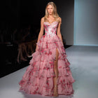 Women's Strapless Dress - Pink Print