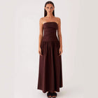 Strapless Ruched Maxi Evening Dress