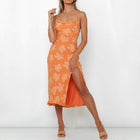 Women's Green Cowl-Neck Open-Back Maxi Dress with Slit
