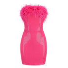 Women's Strapless Sequin Feather-Trim Bodycon Mini Cocktail Dress
