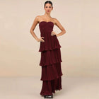 Strapless Ruched Tiered Maxi Dress