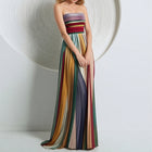 Women's Strapless Floral Maxi Evening Dress